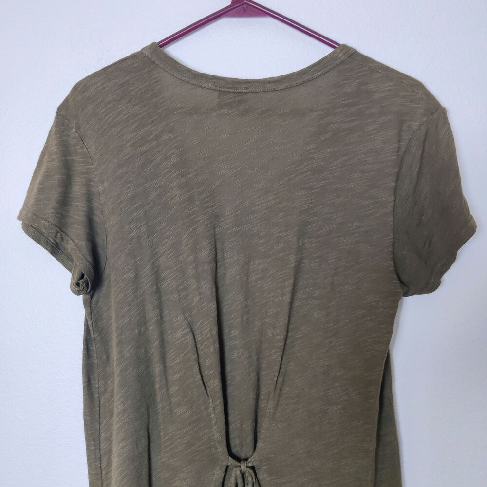 Anthropologie Left of Center Belmont Tie Back Peplum T Shirt XS Ruffle Slub Knit - Picture 6 of 14